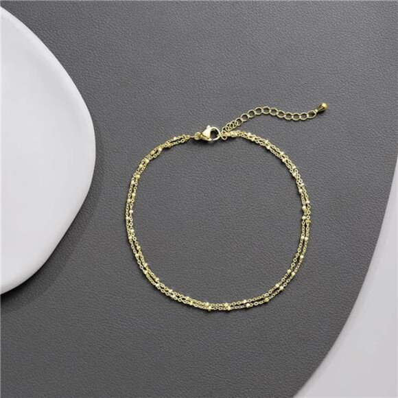 Anklet for Women 14K Gold Plated Ankle Bracelets Silver Anklet Waterproof Pearl - Picture 5 of 7